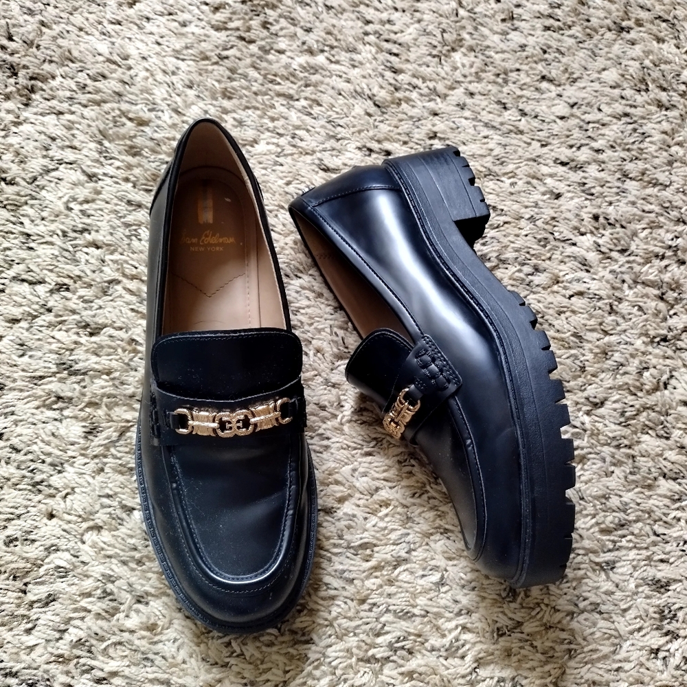 Sam Edelman Teagan Lug Sole Loafer Black Sz 9,5